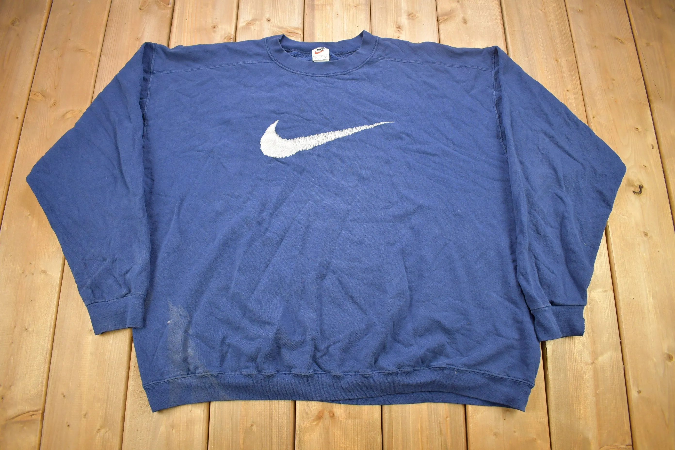 Vintage 1990s Nike Big Swoosh Graphic Crewneck Sweatshirt / Vintage Nike / Sportswear / Streetwear / Made In USA