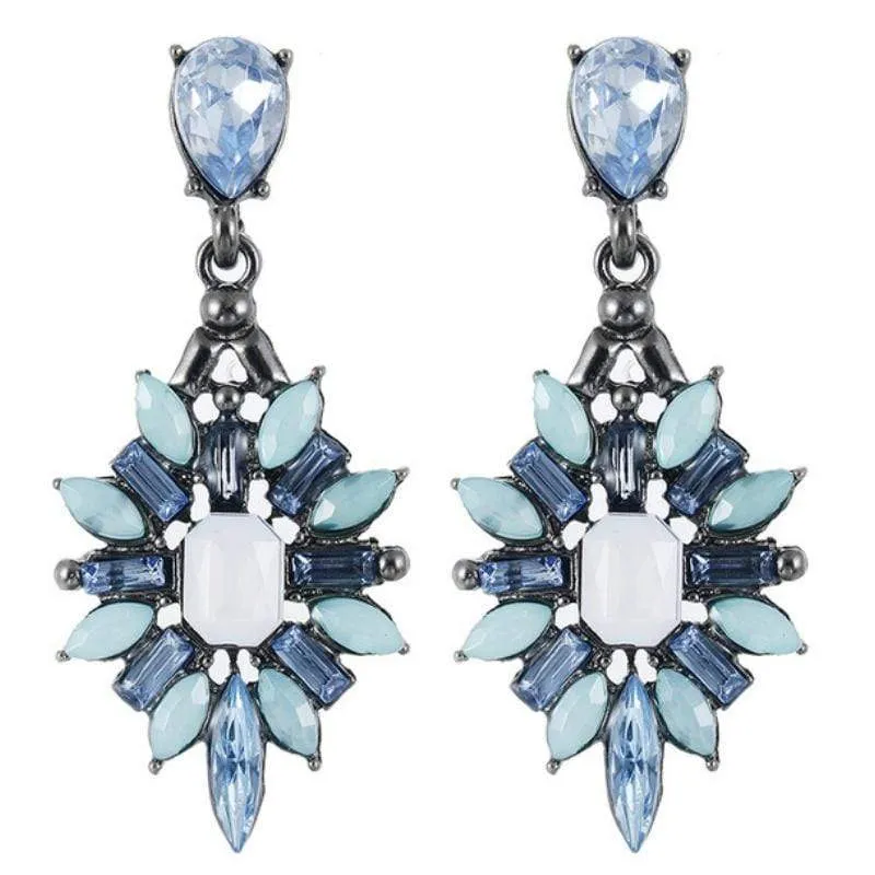 Vintage Crystal Blue Gem Earrings