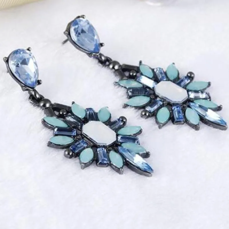 Vintage Crystal Blue Gem Earrings