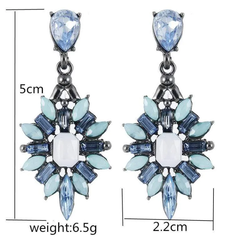 Vintage Crystal Blue Gem Earrings