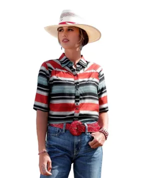 Cruel Girl Womens Striped Short Sleeve Western Shirt