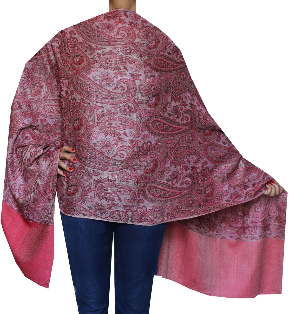 Womens Paisley Scarf Shawl Wool Indian Clothing (80 x 28 inches)