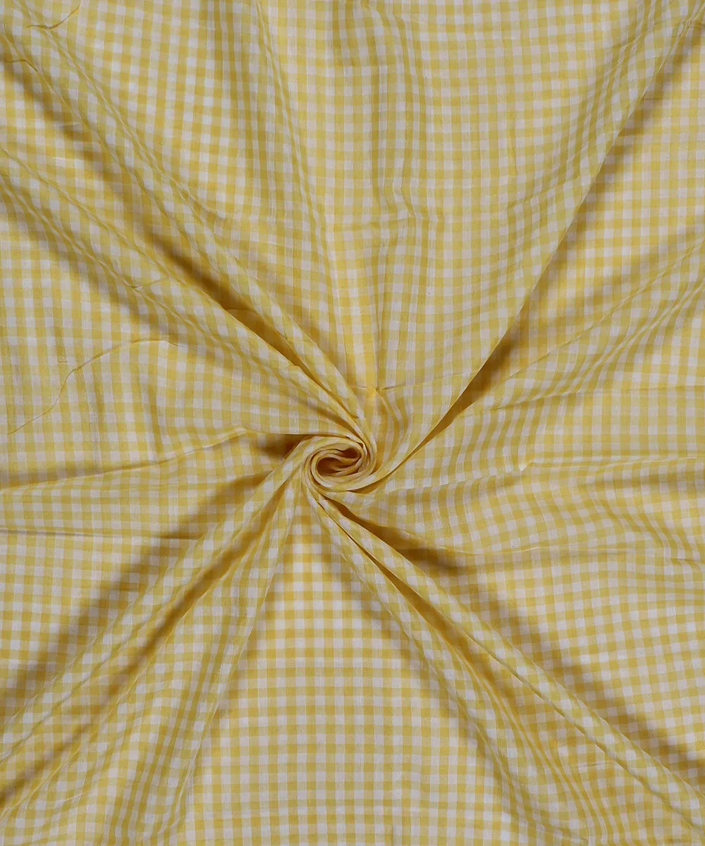 Yellow white handwoven bengal cotton silk fabric