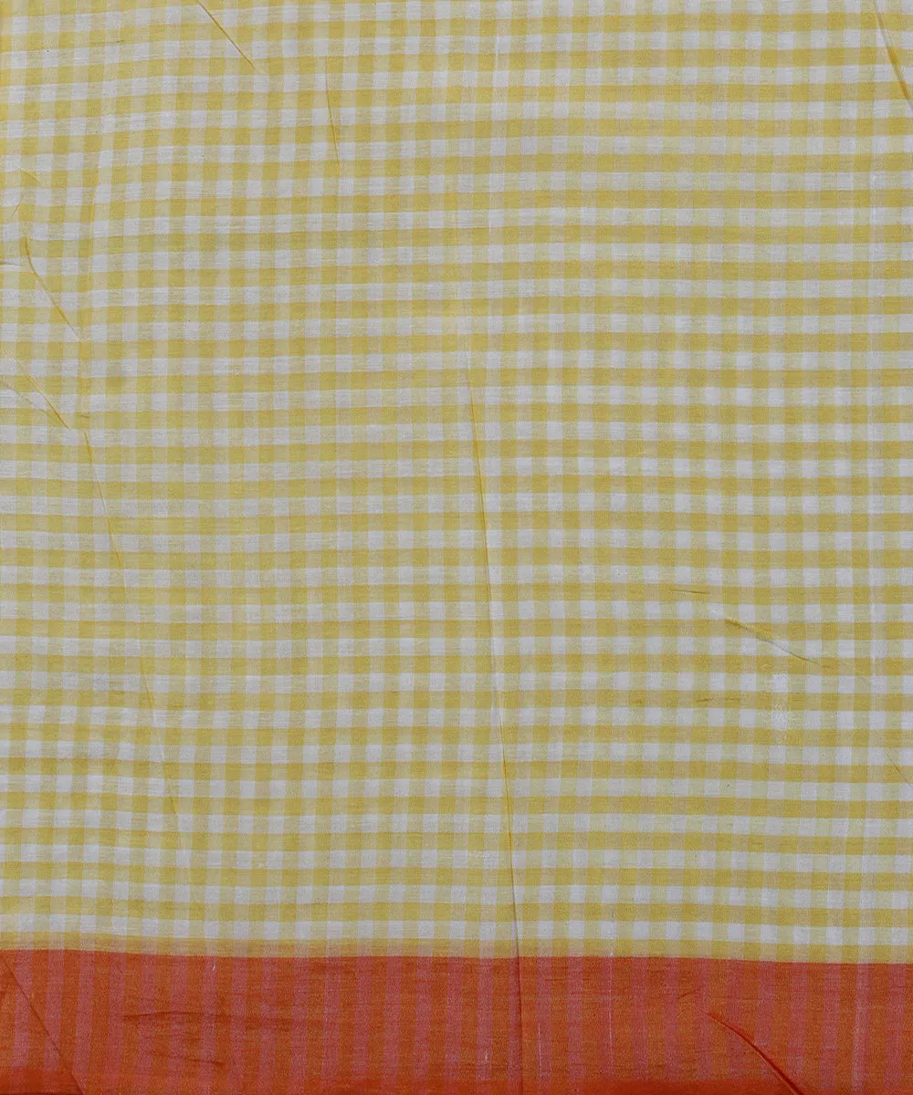 Yellow white handwoven bengal cotton silk fabric