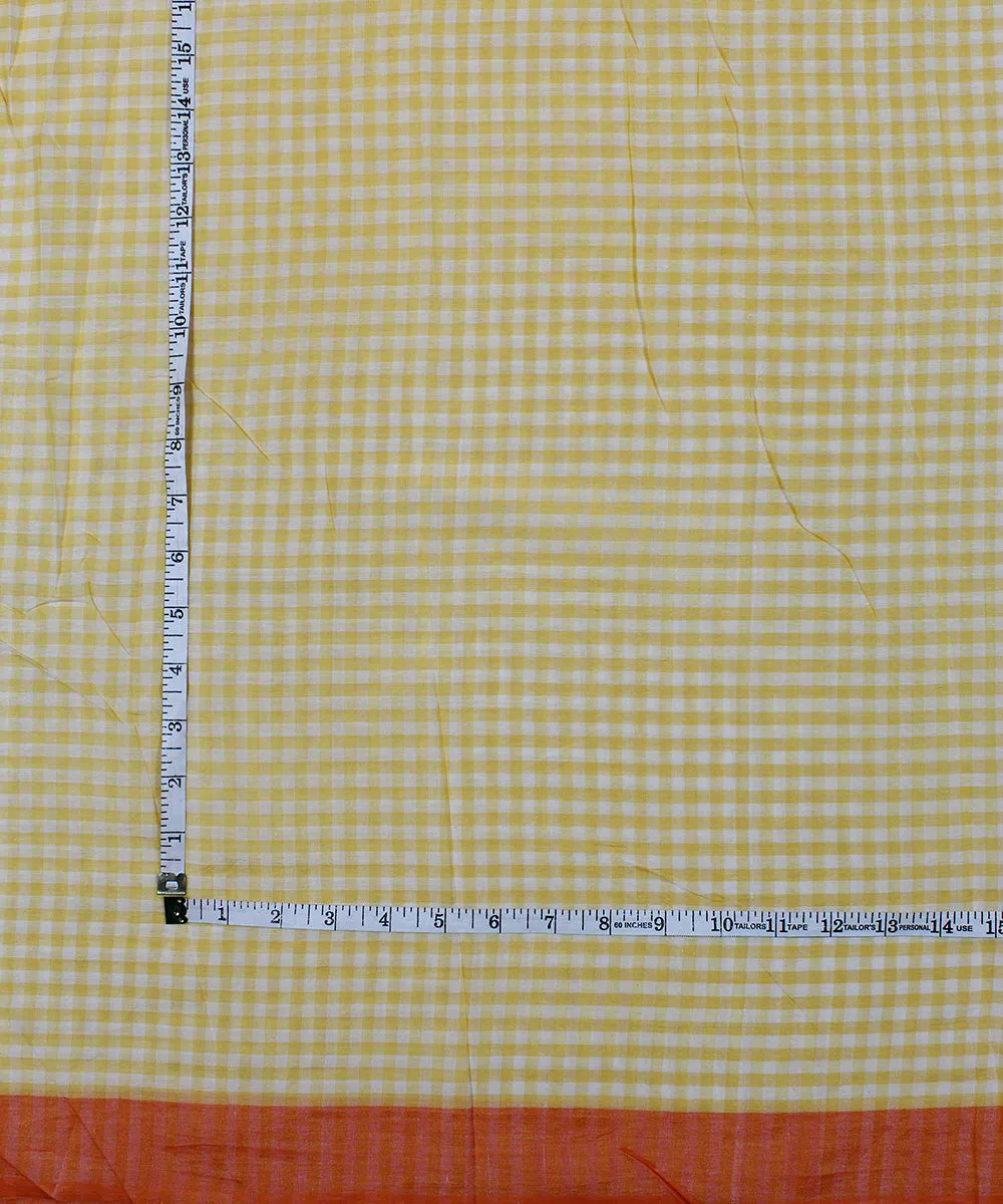 Yellow white handwoven bengal cotton silk fabric